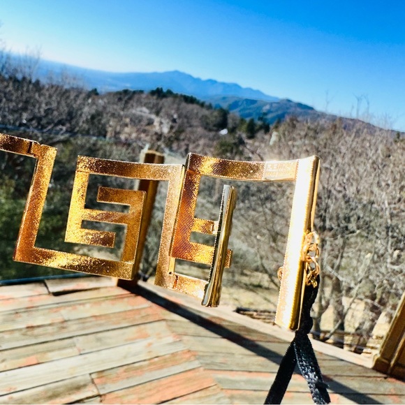 Versace x Fendi: FF Bangle Jumbo Logo Wide Gold Bracelet - Picture 1 of 16